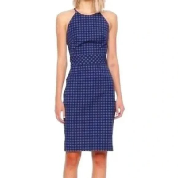 Banana Republic Blue Gingham Halter Sheath Dress Size 6 NWT - Picture 1 of 5